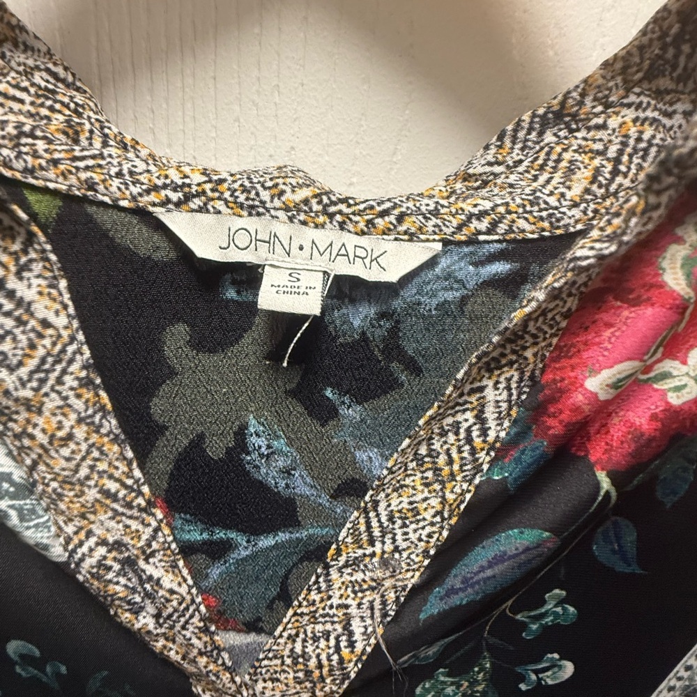 John Mark Multicolor Patchwork Blouse - image 4